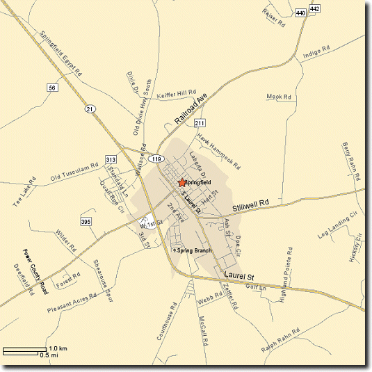 Map of Springfield Georgia